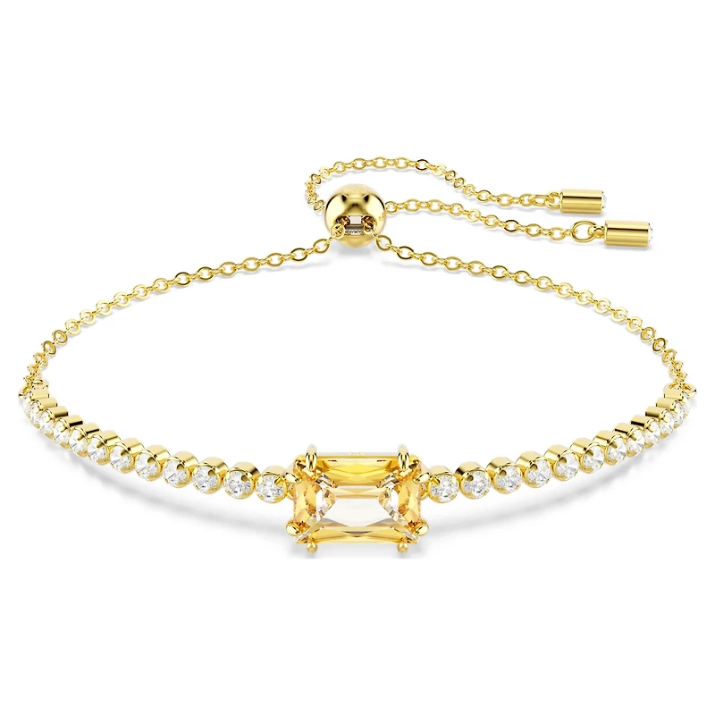 Matrix Tennis bracelet, Mixed cuts, Caramel, 18K gold finish