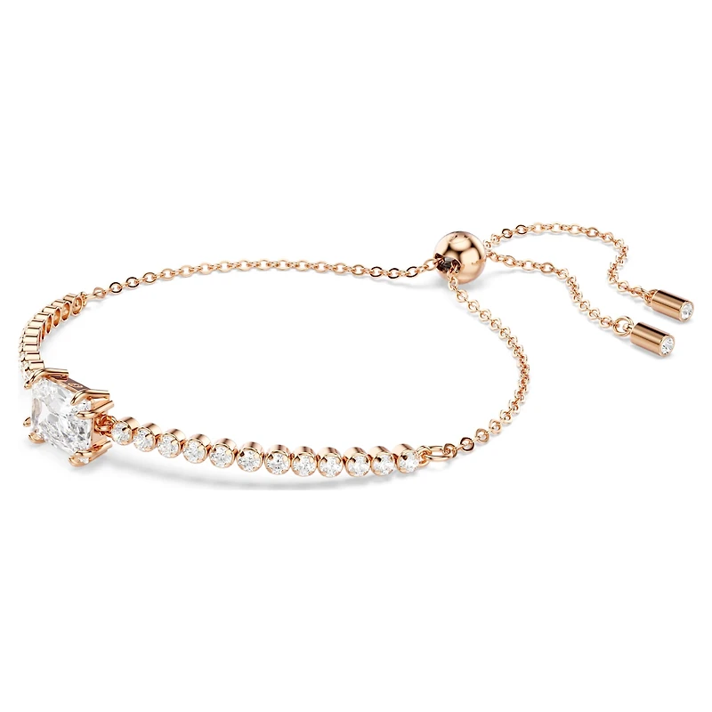 Matrix bracelet, Mixed cuts, White, Rose gold-tone plated by SWAROVSKI