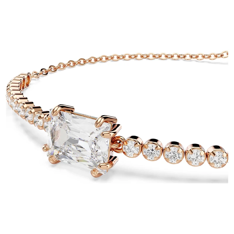 Matrix bracelet, Mixed cuts, White, Rose gold-tone plated by SWAROVSKI