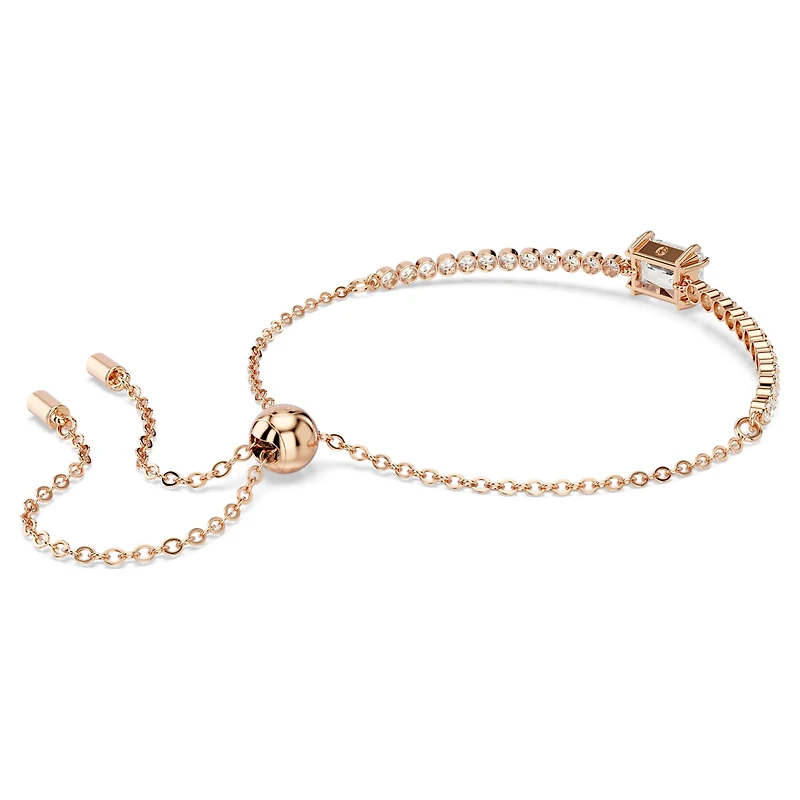 Matrix bracelet, Mixed cuts, White, Rose gold-tone plated by SWAROVSKI