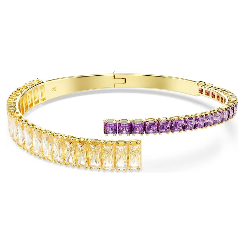 Matrix bangle, Mixed cuts, Multicoloured, 18K gold finish