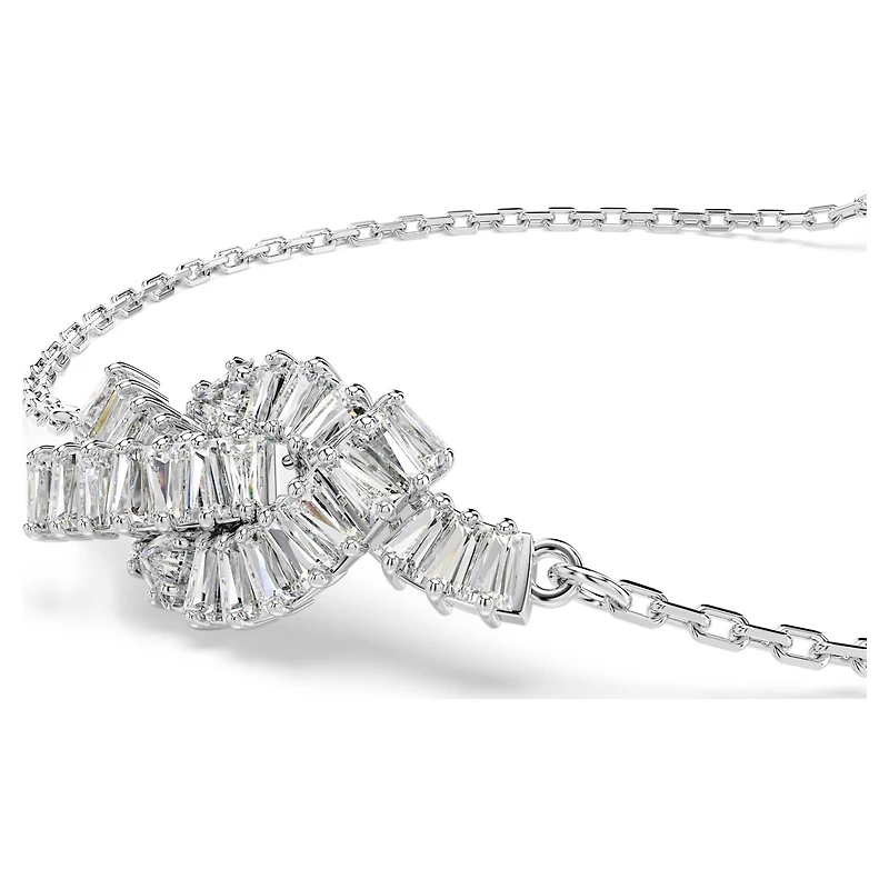 Matrix bracelet, Baguette cut, Knot, White, Rhodium plated by SWAROVSKI