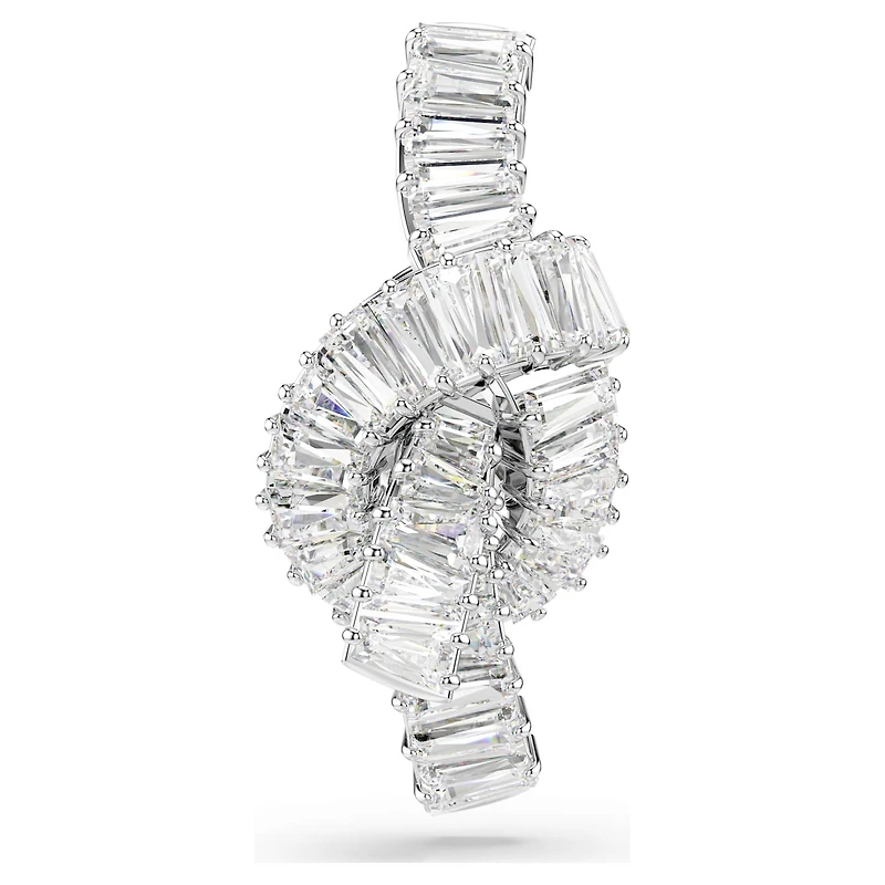 Matrix tack pin, Baguette cut, Knot, White, Rhodium plated by SWAROVSKI