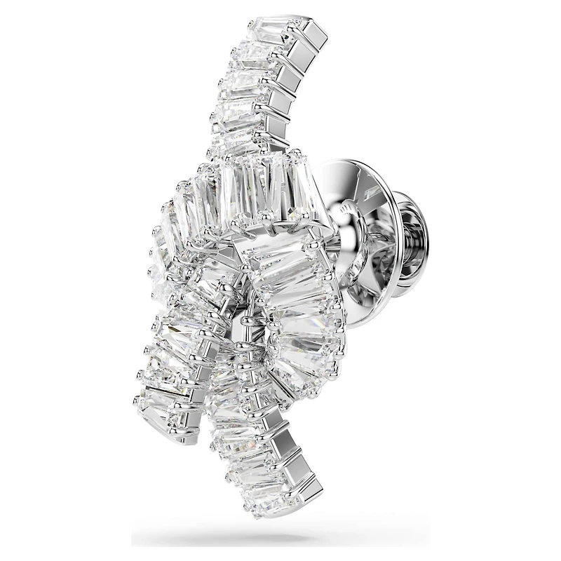 Matrix tack pin, Baguette cut, Knot, White, Rhodium plated by SWAROVSKI