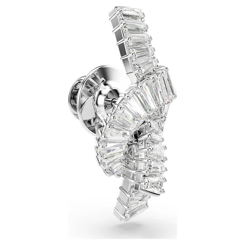 Matrix tack pin, Baguette cut, Knot, White, Rhodium plated by SWAROVSKI