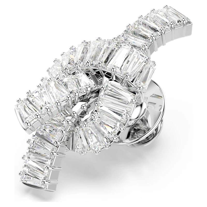 Matrix tack pin, Baguette cut, Knot, White, Rhodium plated by SWAROVSKI