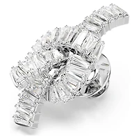 Matrix tack pin, Baguette cut, Knot, White, Rhodium plated by SWAROVSKI