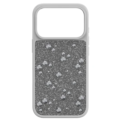 High smartphone case, Flat Back crystals, iPhone® 17 Pro, Silver Tone