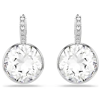 Millenia drop earrings, Round cut, White, Rhodium plated by SWAROVSKI