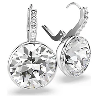 Millenia drop earrings, Round cut, White, Rhodium plated by SWAROVSKI