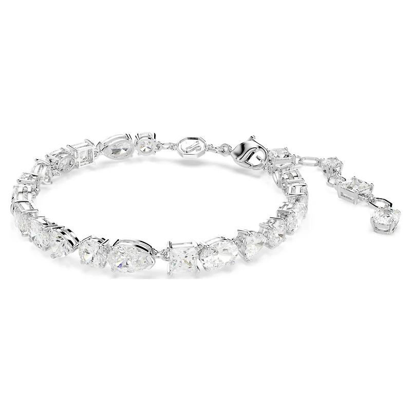 Mesmera bracelet, Mixed cuts, White, Rhodium plated by SWAROVSKI