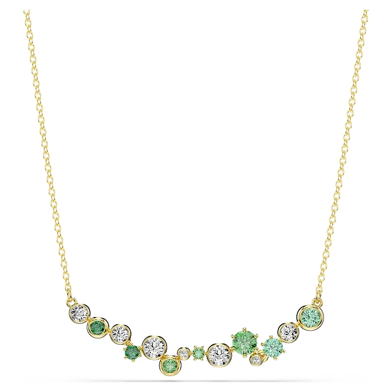 Constella necklace, Mixed cuts, Green, 18K gold finish