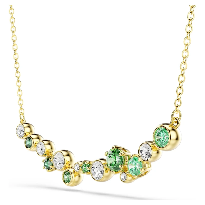 Constella necklace, Mixed cuts, Green, Gold-tone plated by SWAROVSKI