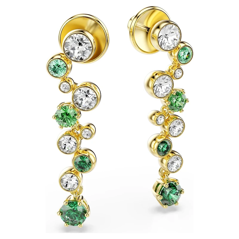Constella drop earrings, Mixed cuts, Green, 18K gold finish