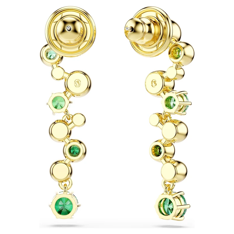 Constella drop earrings, Mixed cuts, Green, 18K gold finish