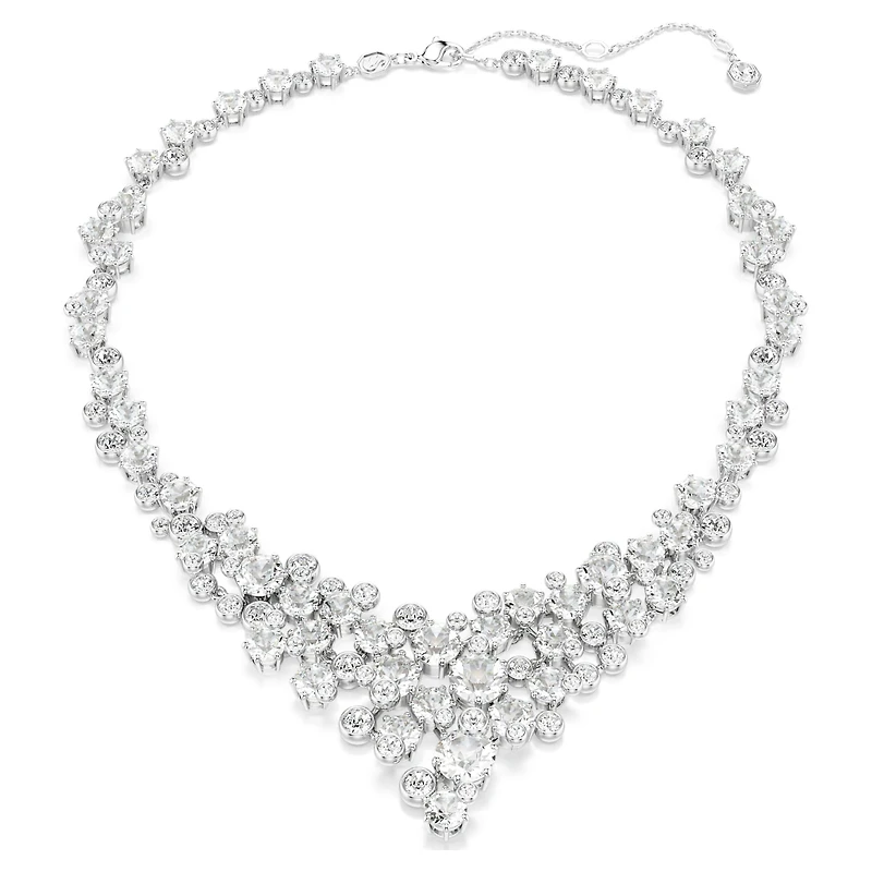 Constella necklace, Mixed cuts, Clasp, White, Rhodium plated by SWAROVSKI
