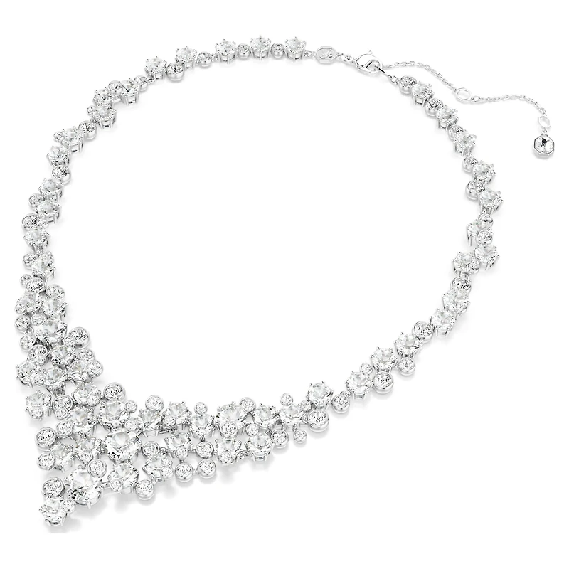 Constella necklace, Mixed cuts, Clasp, White, Rhodium plated by SWAROVSKI