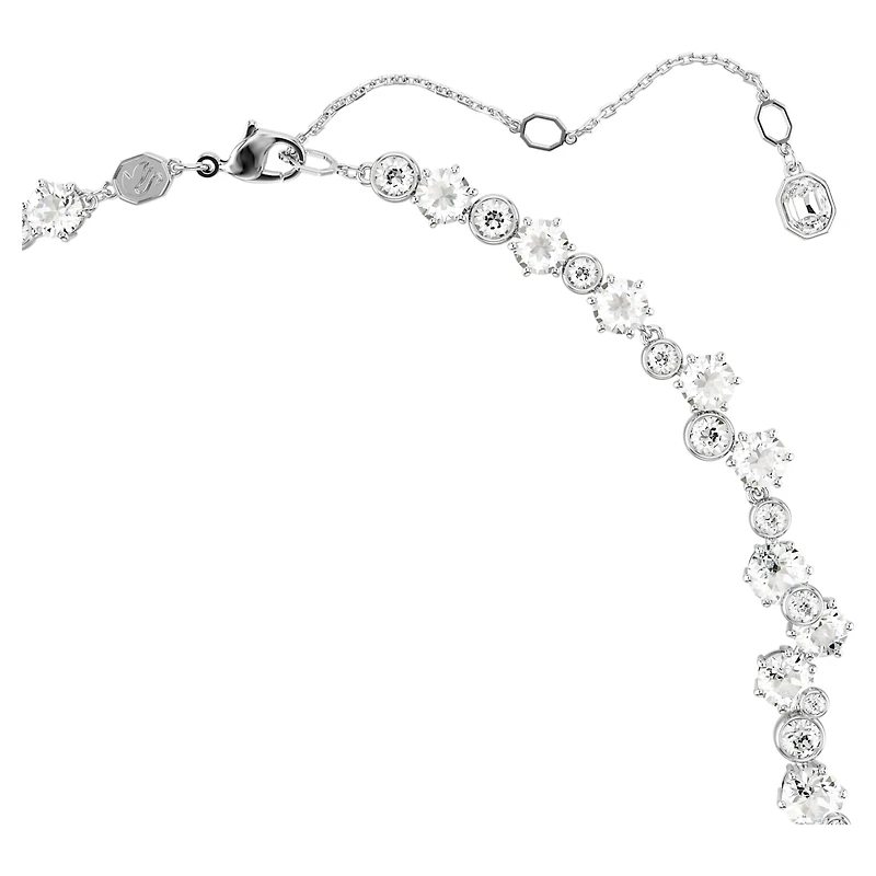 Constella necklace, Mixed cuts, Clasp, White, Rhodium plated by SWAROVSKI