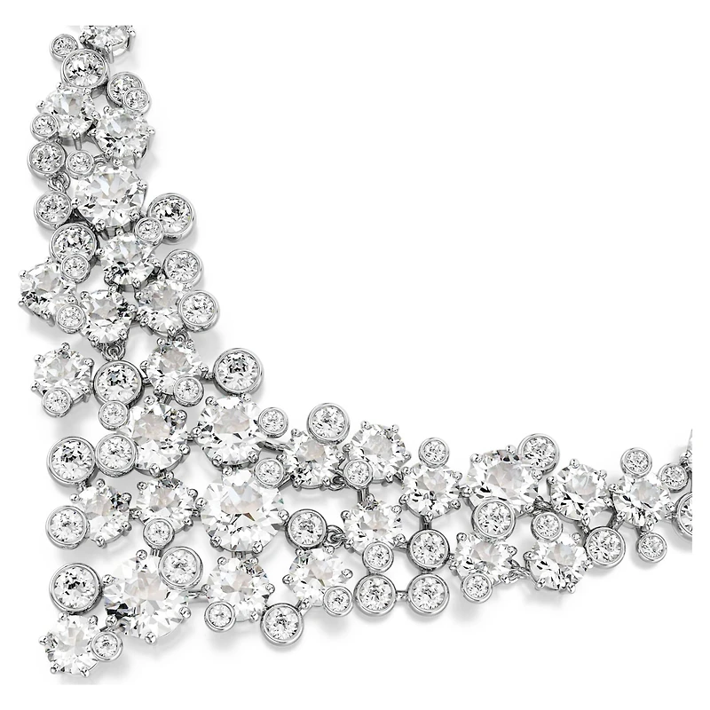 Constella necklace, Mixed cuts, Clasp, White, Rhodium plated by SWAROVSKI