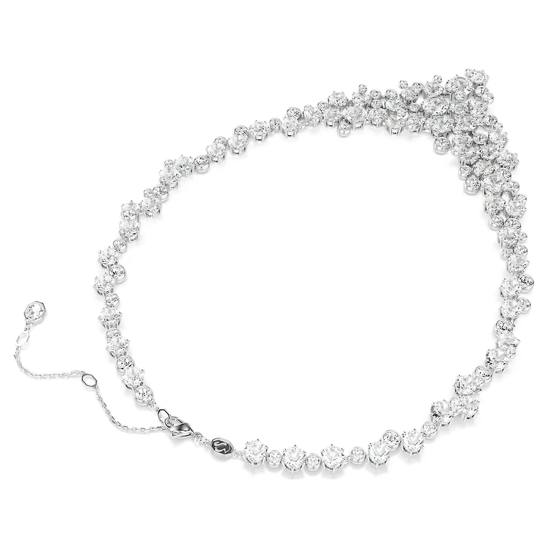 Constella necklace, Mixed cuts, Clasp, White, Rhodium plated by SWAROVSKI