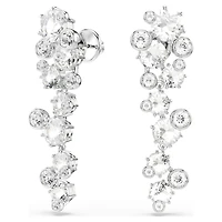 Constella drop earrings, Mixed cuts, White, Rhodium plated by SWAROVSKI