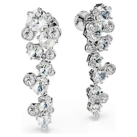Constella drop earrings, Mixed cuts, White, Rhodium plated by SWAROVSKI