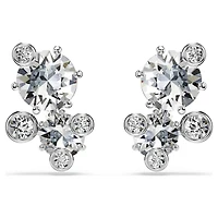 Constella stud earrings, Round cut, White, Rhodium plated by SWAROVSKI