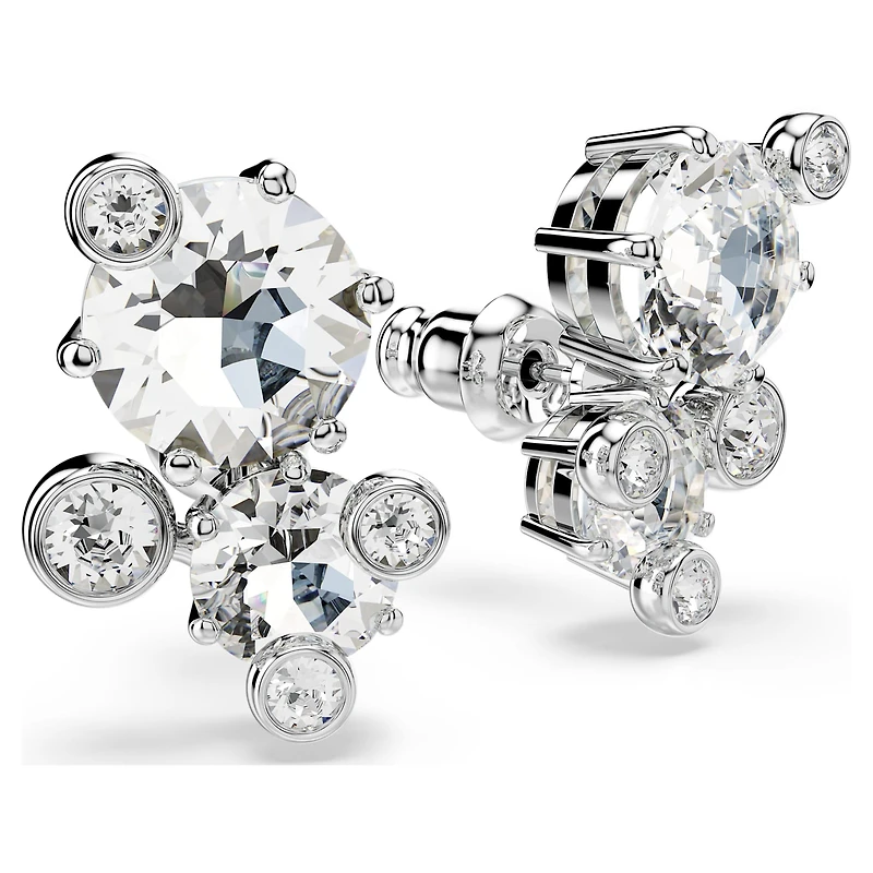 Constella stud earrings, Round cut, White, Rhodium plated by SWAROVSKI