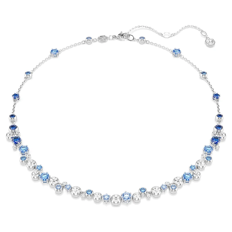 Constella necklace, Mixed cuts, Blue, Rhodium plated by SWAROVSKI