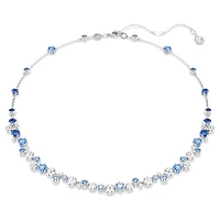 Constella necklace, Mixed cuts, Blue, Rhodium plated by SWAROVSKI