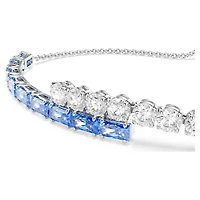 Matrix bracelet, Mixed cuts, Blue, Rhodium plated