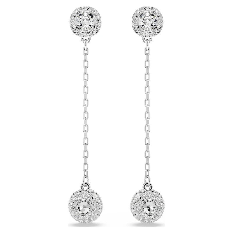 Una Angelic drop earrings, Round cut, White