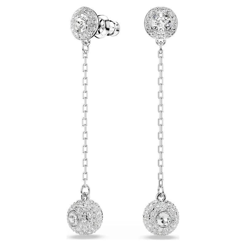 Una Angelic drop earrings, Round cut, White