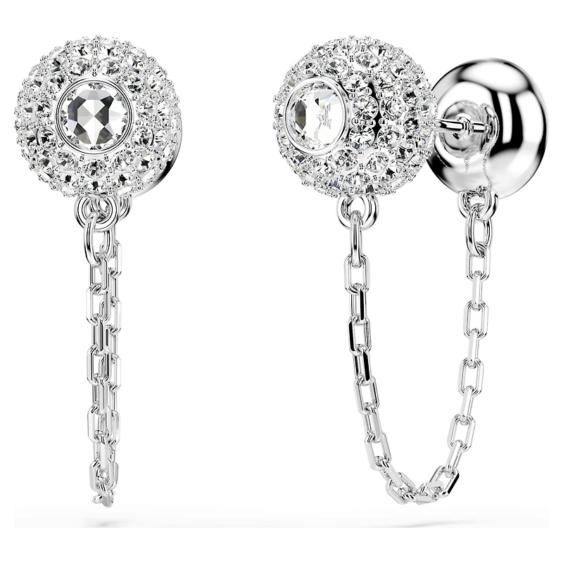 Una Angelic drop earrings, Round cut, White, Rhodium plated by SWAROVSKI