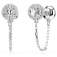 Una Angelic drop earrings, Round cut, White, Rhodium plated by SWAROVSKI