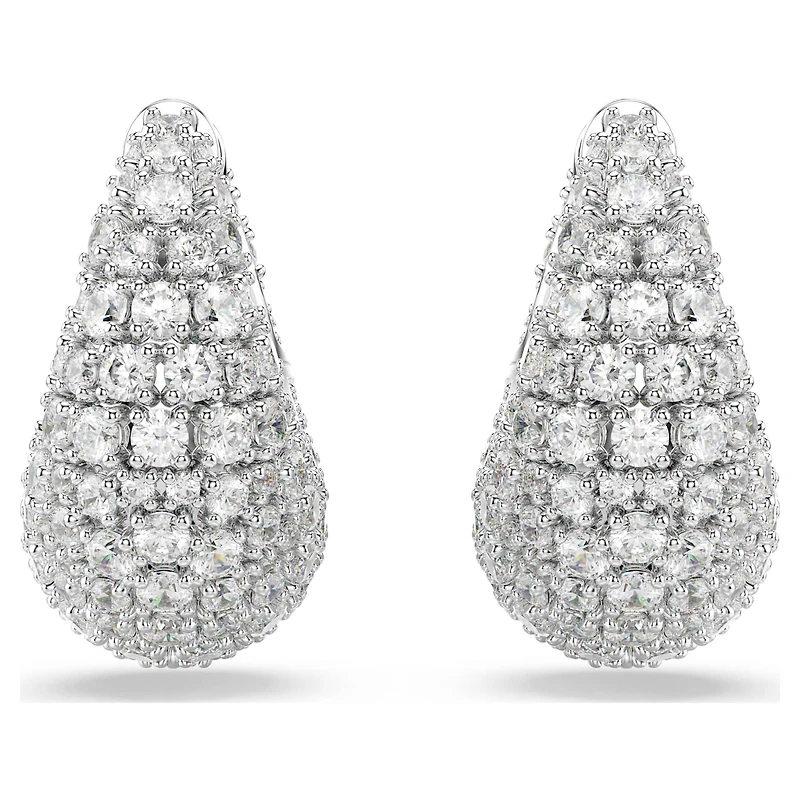 Sublima earrings, Larges, White, Rhodium plated by SWAROVSKI