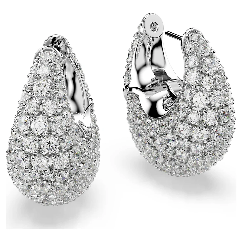 Sublima earrings, Large, White, Rhodium plated by SWAROVSKI