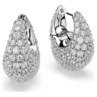 Sublima earrings, Large, White, Rhodium plated by SWAROVSKI
