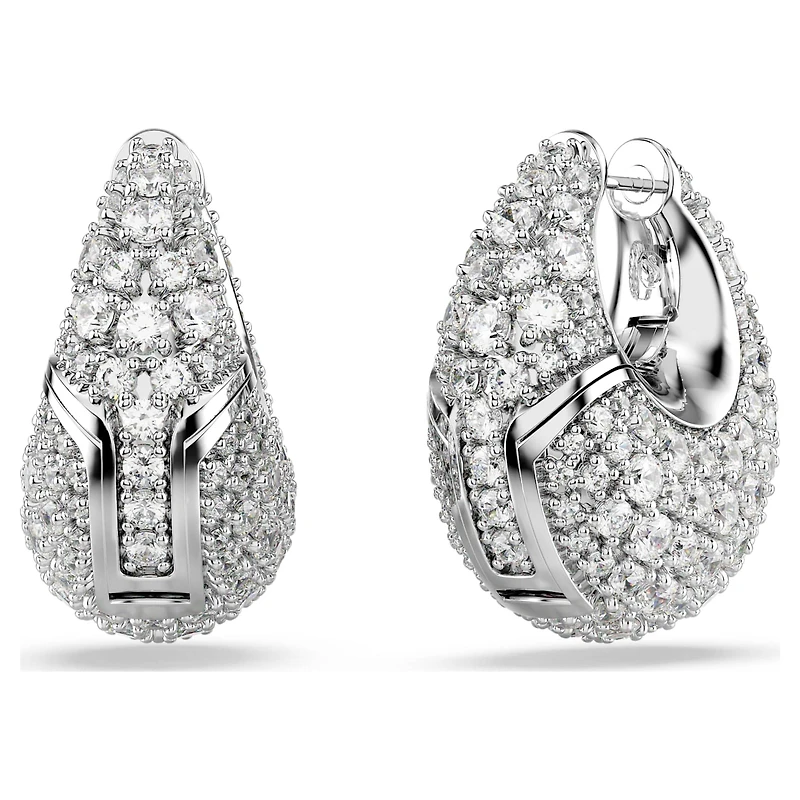 Sublima earrings, Larges, White, Rhodium plated by SWAROVSKI