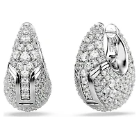 Sublima earrings, Larges, White, Rhodium plated by SWAROVSKI