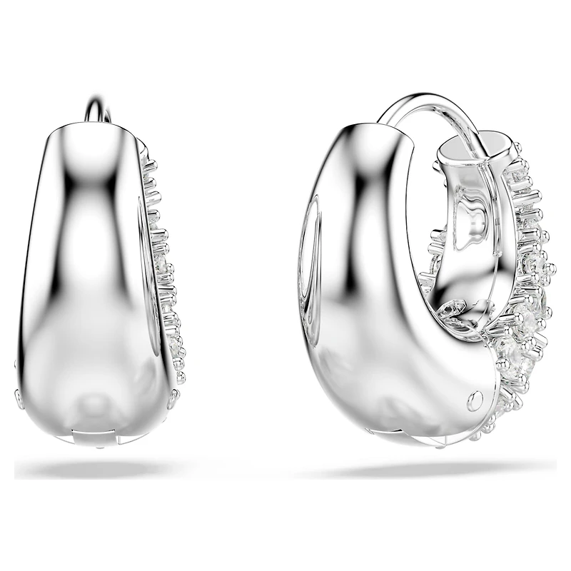 Sublima earrings, White, Rhodium plated by SWAROVSKI