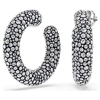 Sublima hoop earrings, Mixed round cuts, White, Rhodium plated by SWAROVSKI