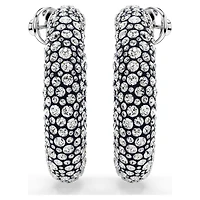 Sublima hoop earrings, Mixed round cuts, White, Rhodium plated by SWAROVSKI