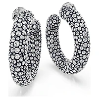 Sublima hoop earrings, Mixed round cuts, White, Rhodium plated by SWAROVSKI