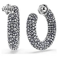 Sublima hoop earrings, Mixed round cuts, White, Rhodium plated by SWAROVSKI