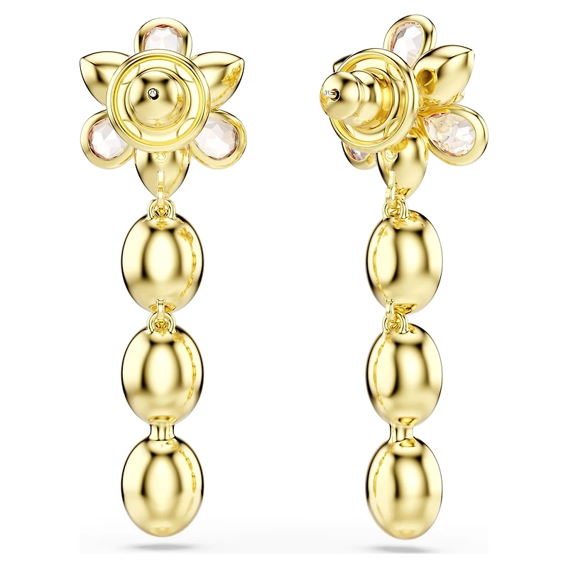 Idyllia drop earrings, Mixed cuts, Flower, Multicoloured, 18K gold finish