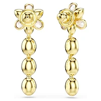 Idyllia drop earrings, Mixed cuts, Flower, Multicoloured, 18K gold finish