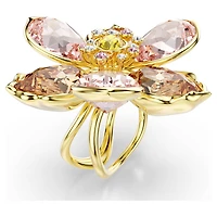 Idyllia motif ring, Mixed cuts, Flower, Gold-tone plated by SWAROVSKI