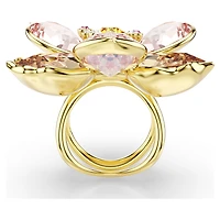 Idyllia motif ring, Mixed cuts, Flower, Gold-tone plated by SWAROVSKI