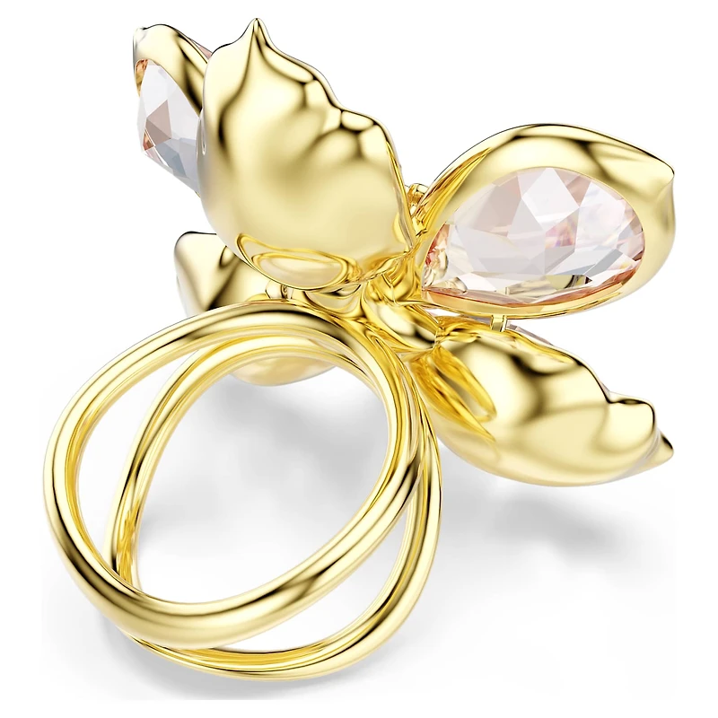 Idyllia motif ring, Mixed cuts, Flower, Multicoloured, 18K gold finish